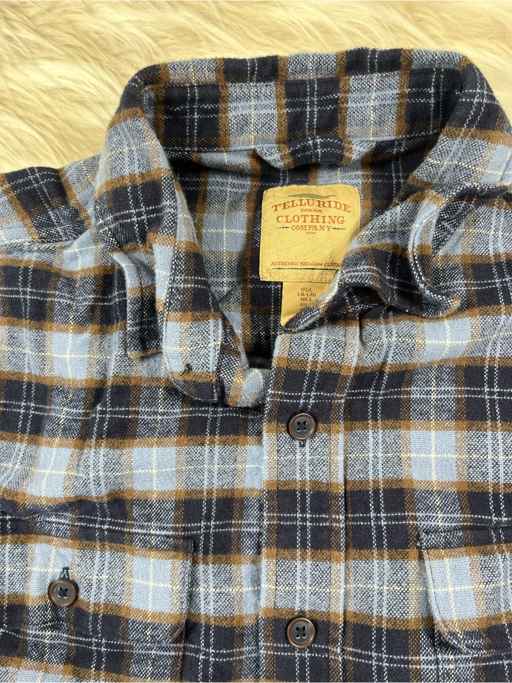 Telluride Western Shirt Men's L Blue Plaid - Picture 2 of 5